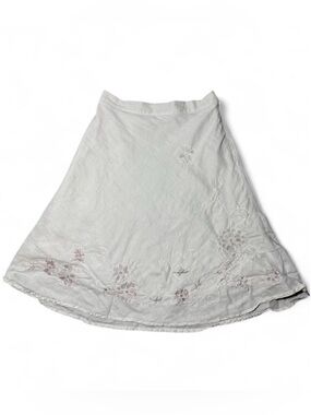 VTG Cotton Outfit JPR White Pink Embroidered Floral Midi Skirt Fairycore Y2K 8